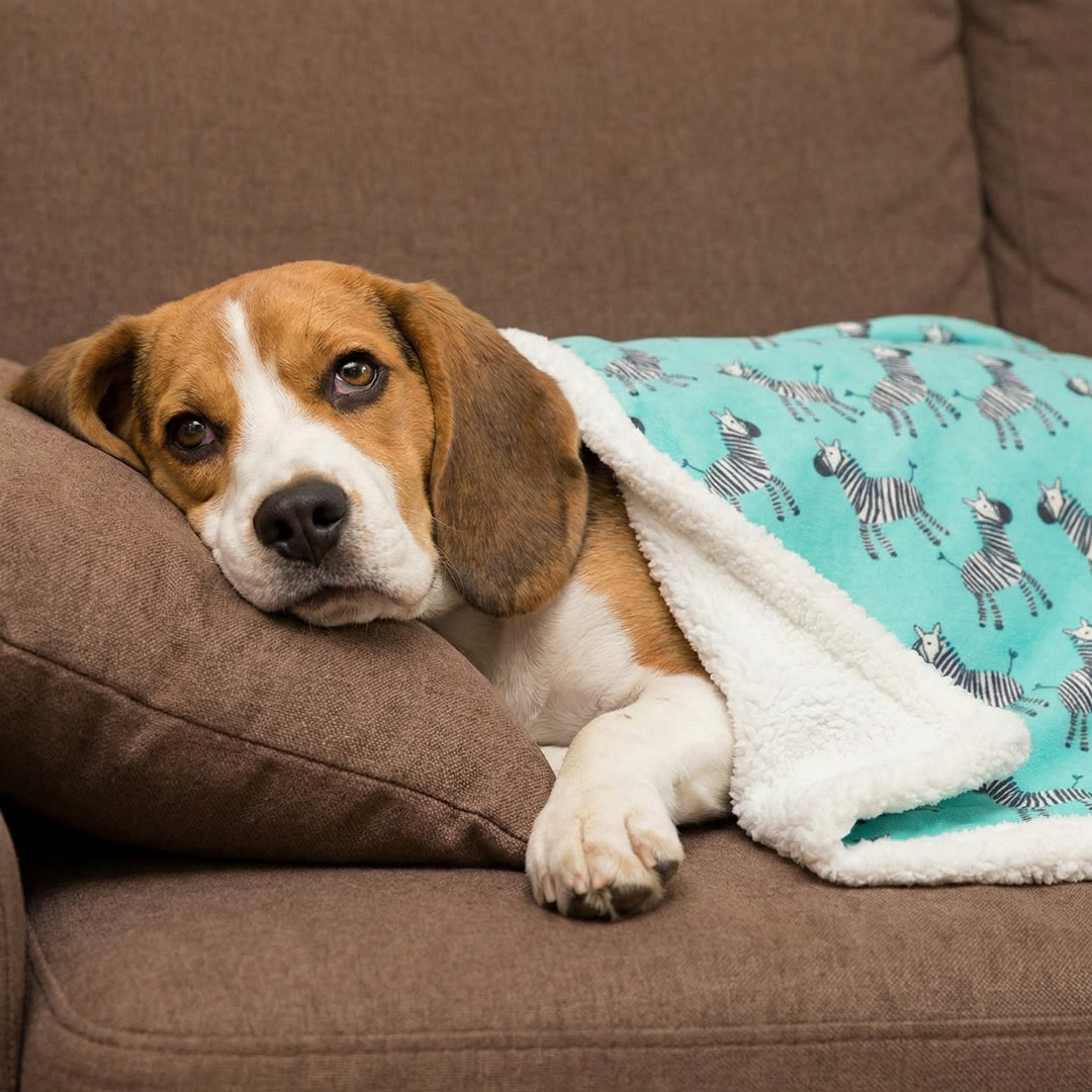 Turquoise Zebra Print Pet Blanket
