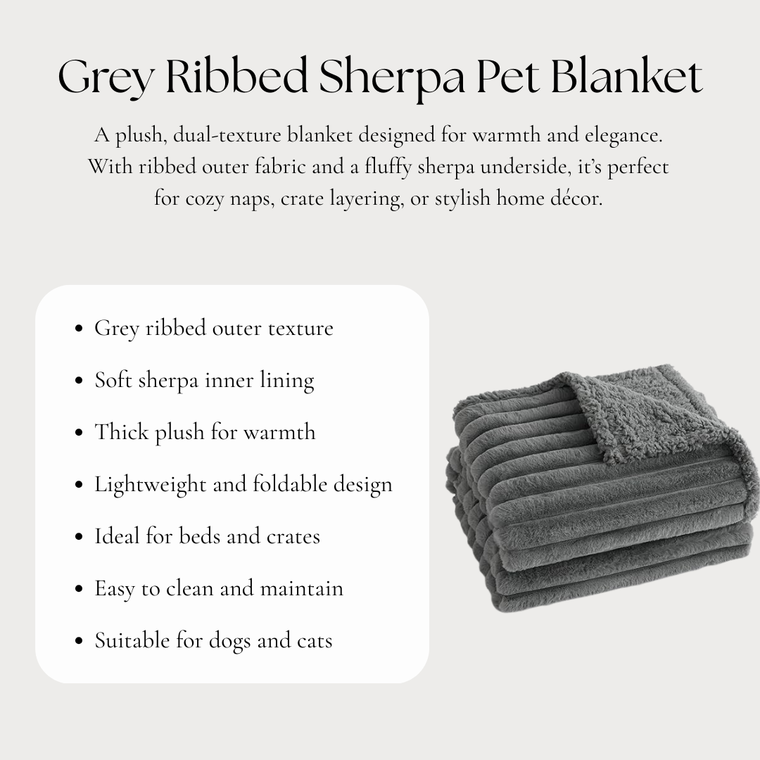 Grey Ribbed Sherpa Pet Blanket