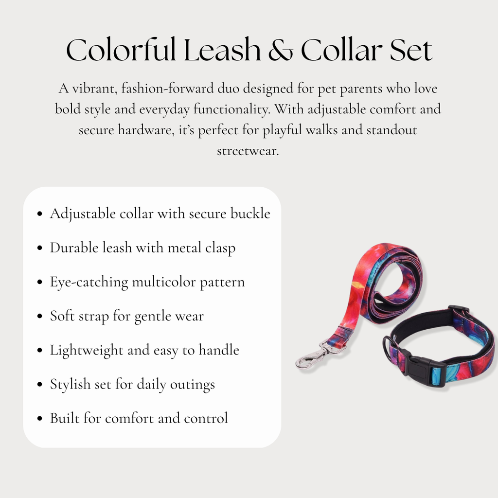 Colorful Leash & Collar Set