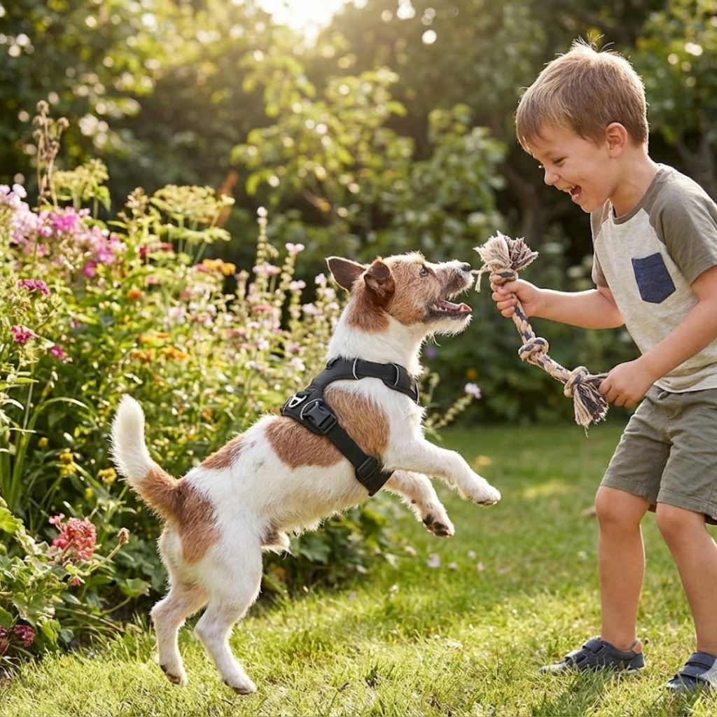 Black Dog Harness with Trim
