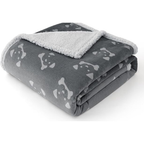 Grey Dog Face Sherpa Pet Blanket