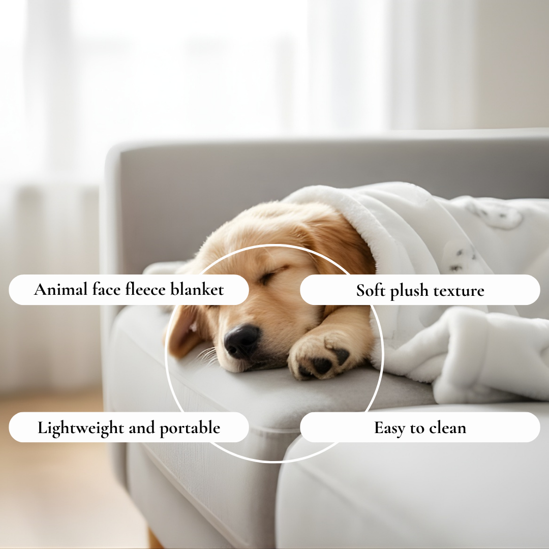 White Animal Face Pet Blanket