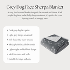 Grey Dog Face Sherpa Pet Blanket