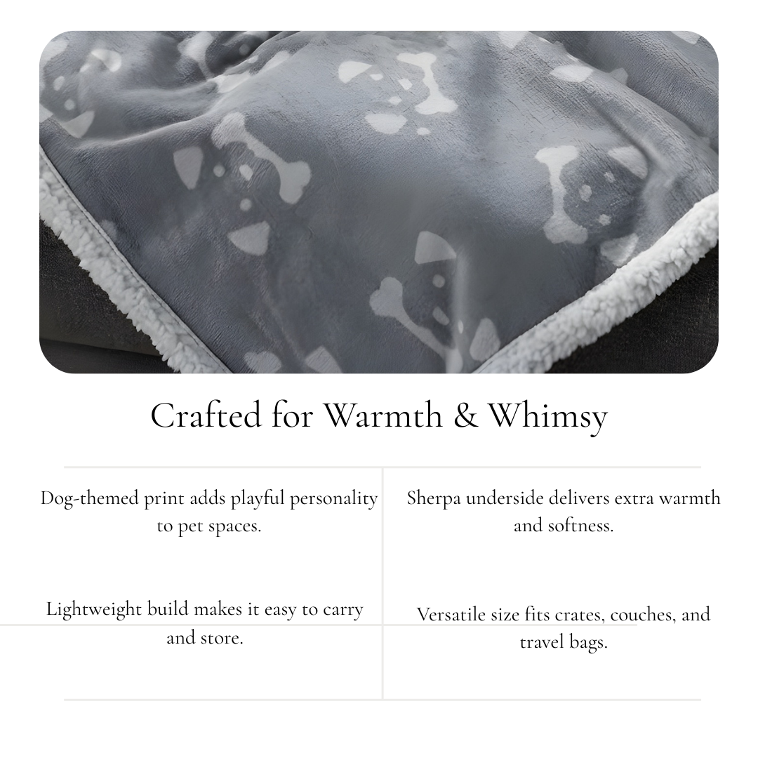 Grey Dog Face Sherpa Pet Blanket