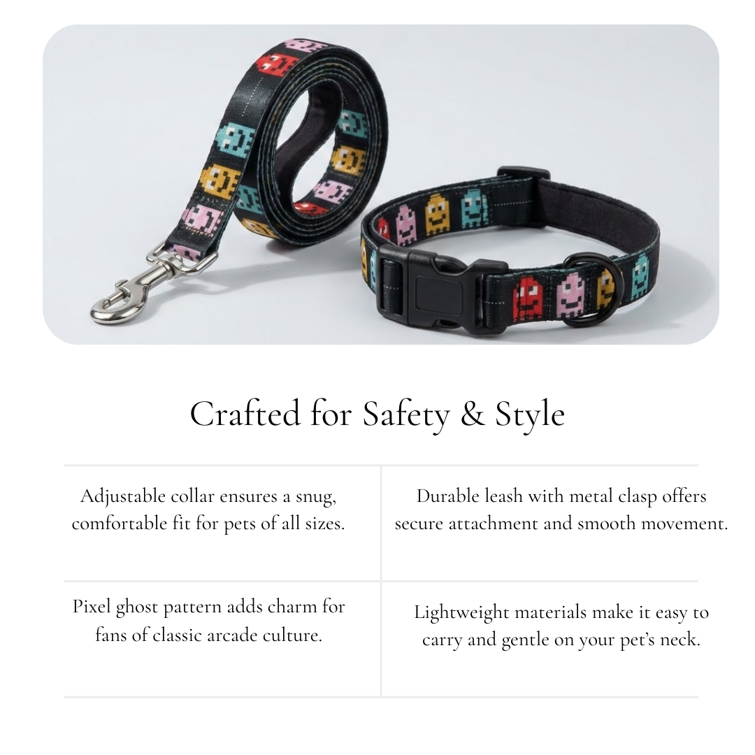 Pixel Ghost Leash & Collar Set