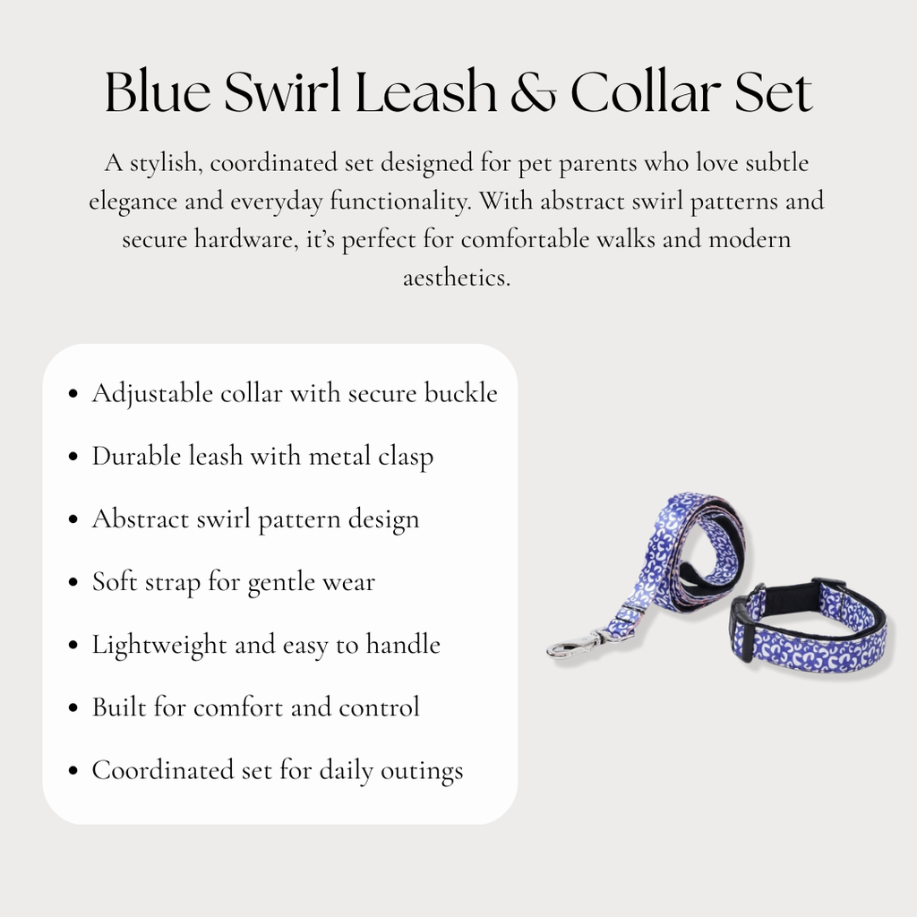 Blue Swirl Leash & Collar Set
