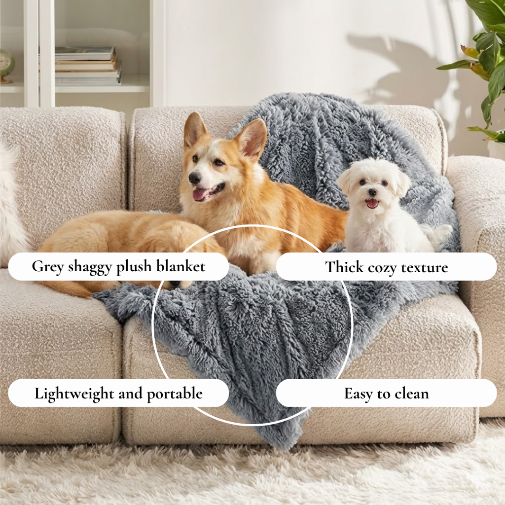 Grey Shaggy Pet Blanket