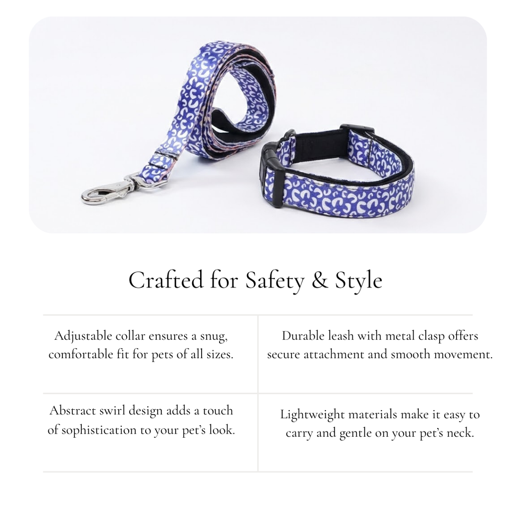 Blue Swirl Leash & Collar Set
