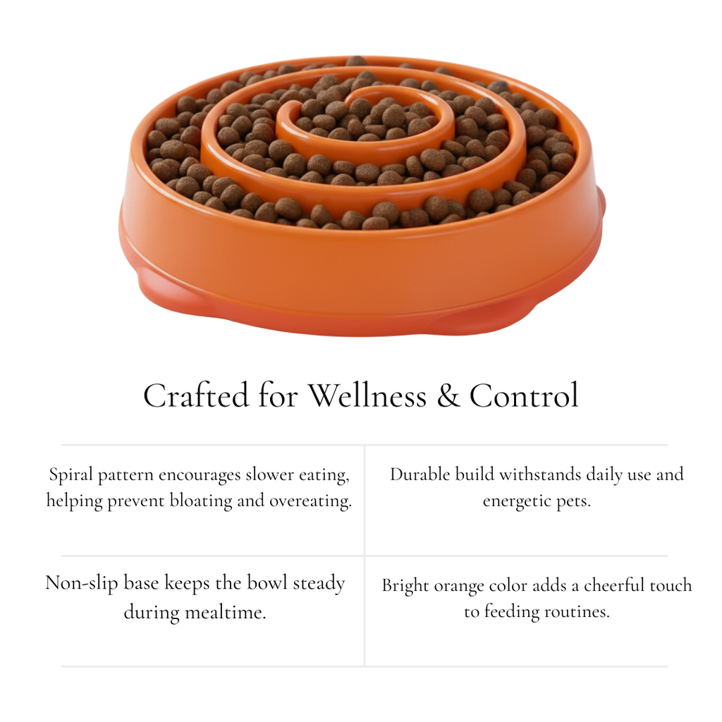 Orange Spiral Slow Feeder Bowl