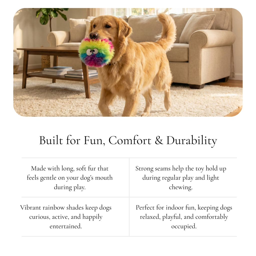 Rainbow Puff Plush Dog Toy