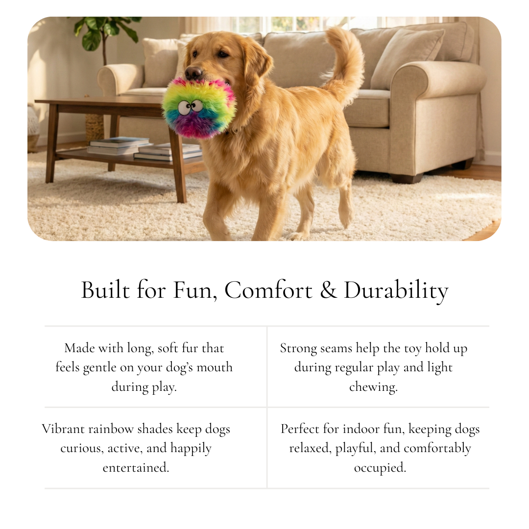 Rainbow Puff Plush Dog Toy