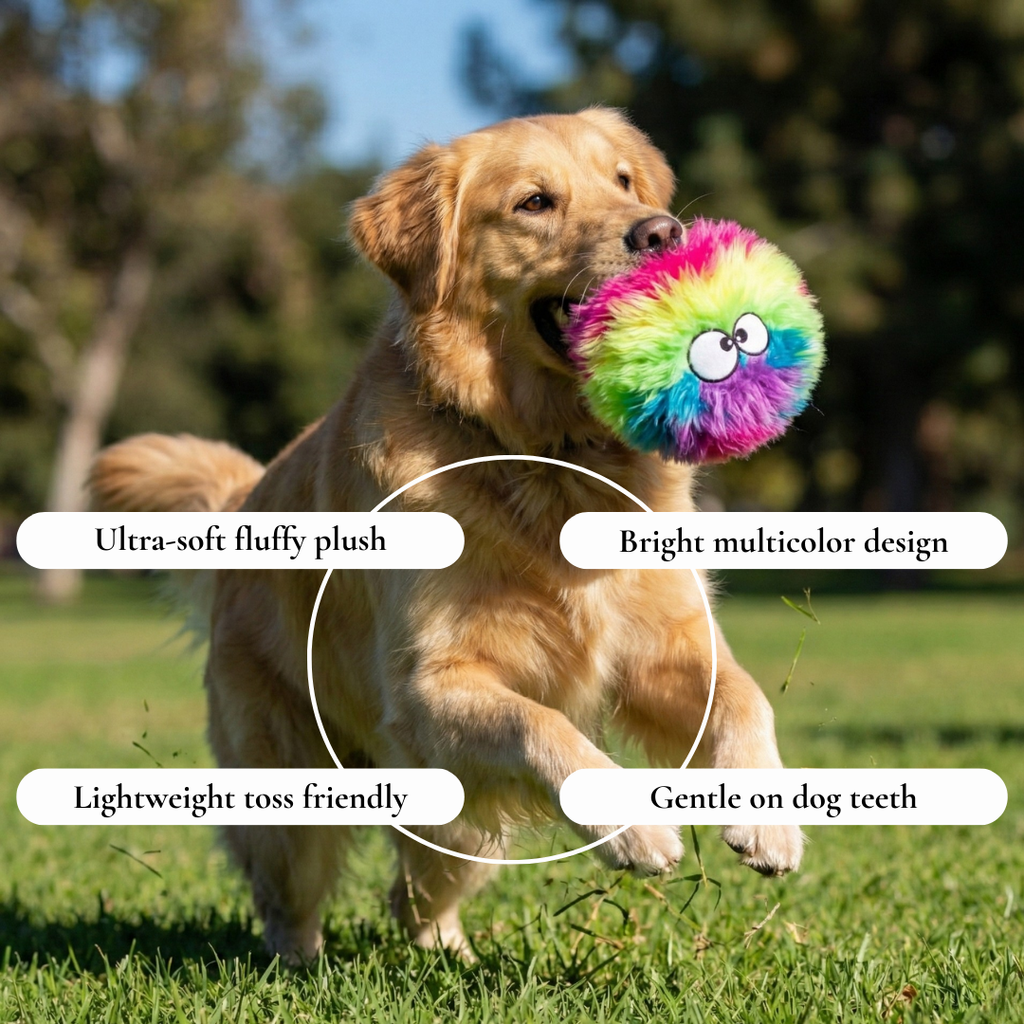 Rainbow Puff Plush Dog Toy