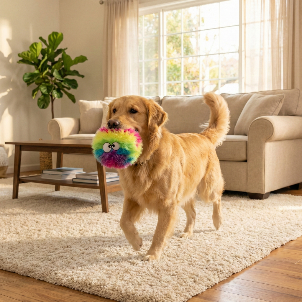 Rainbow Puff Plush Dog Toy