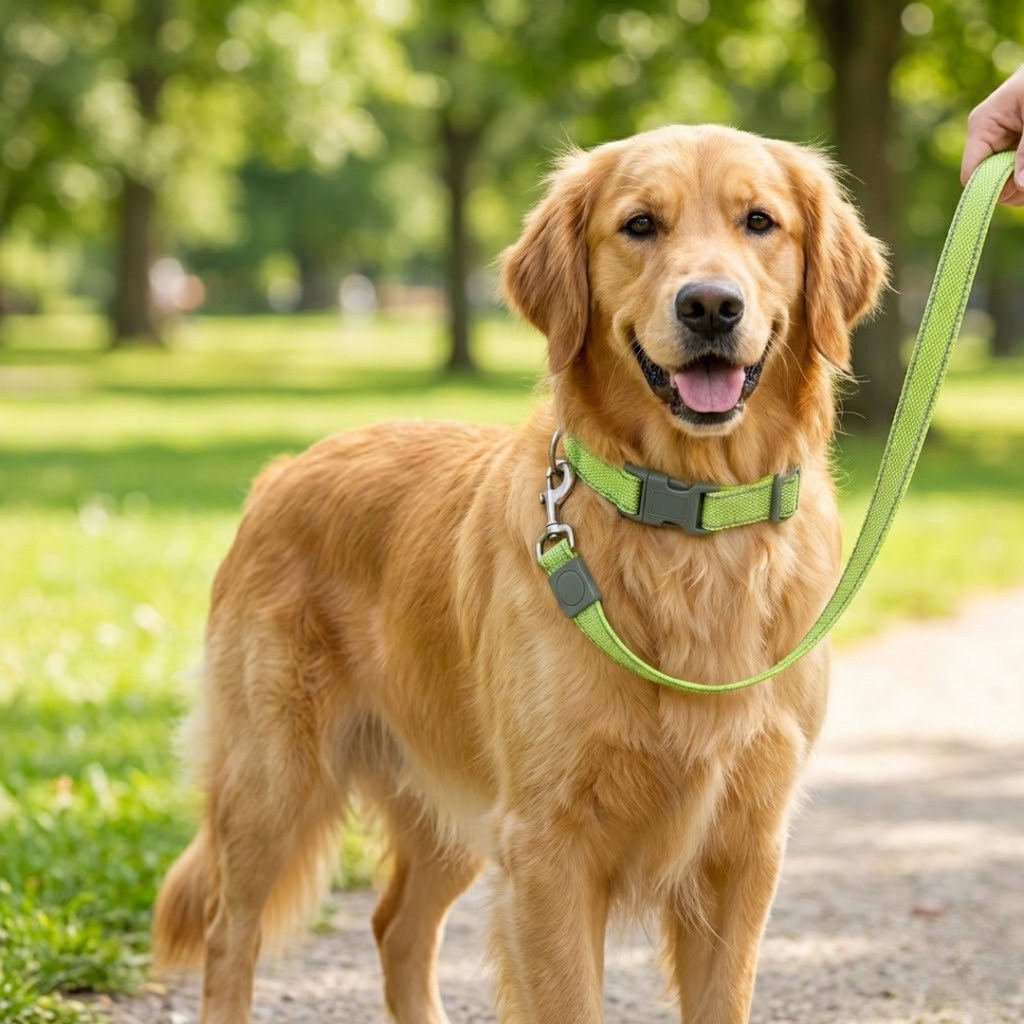 Green Woven Leash & Collar Set