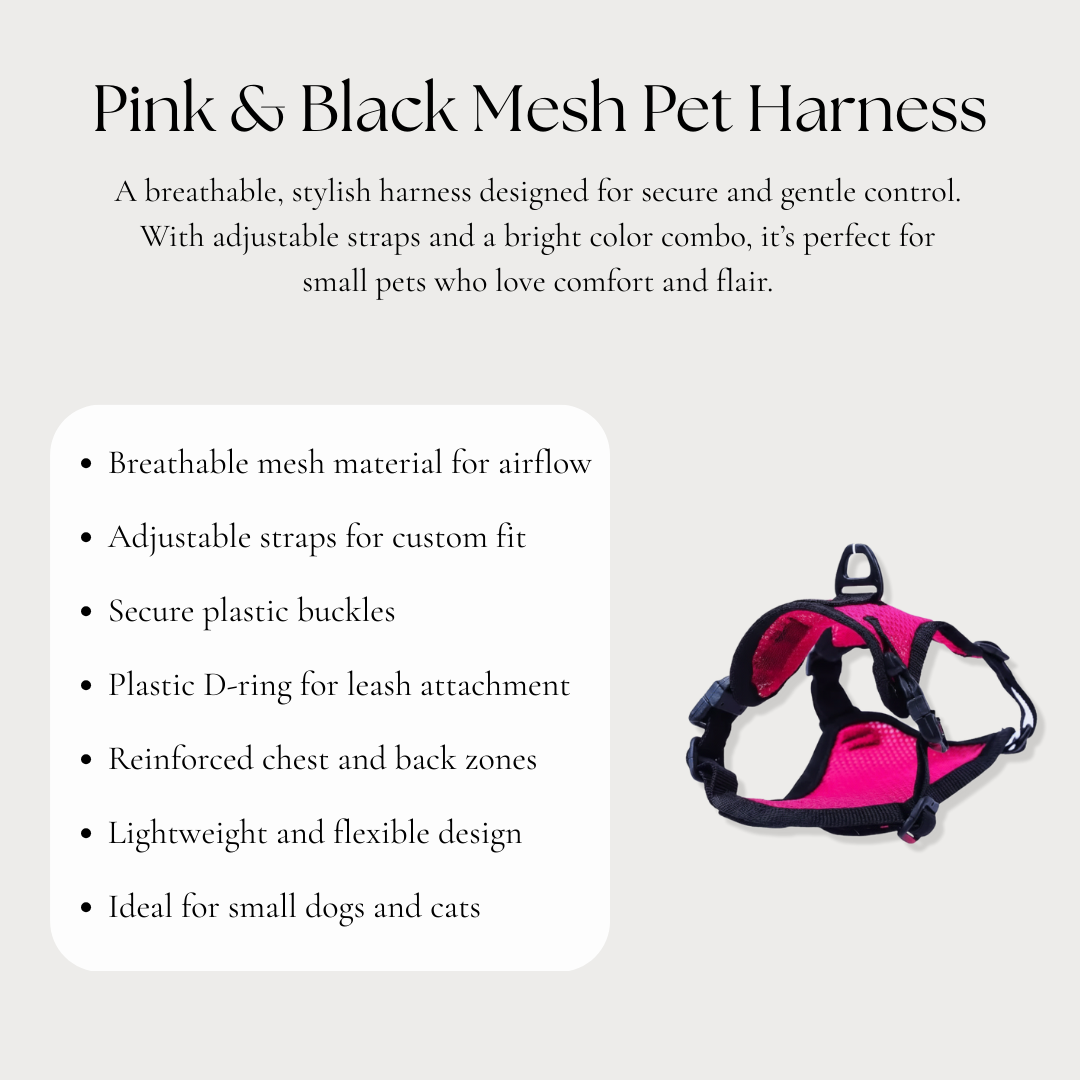 Pink & Black Mesh Pet Harness
