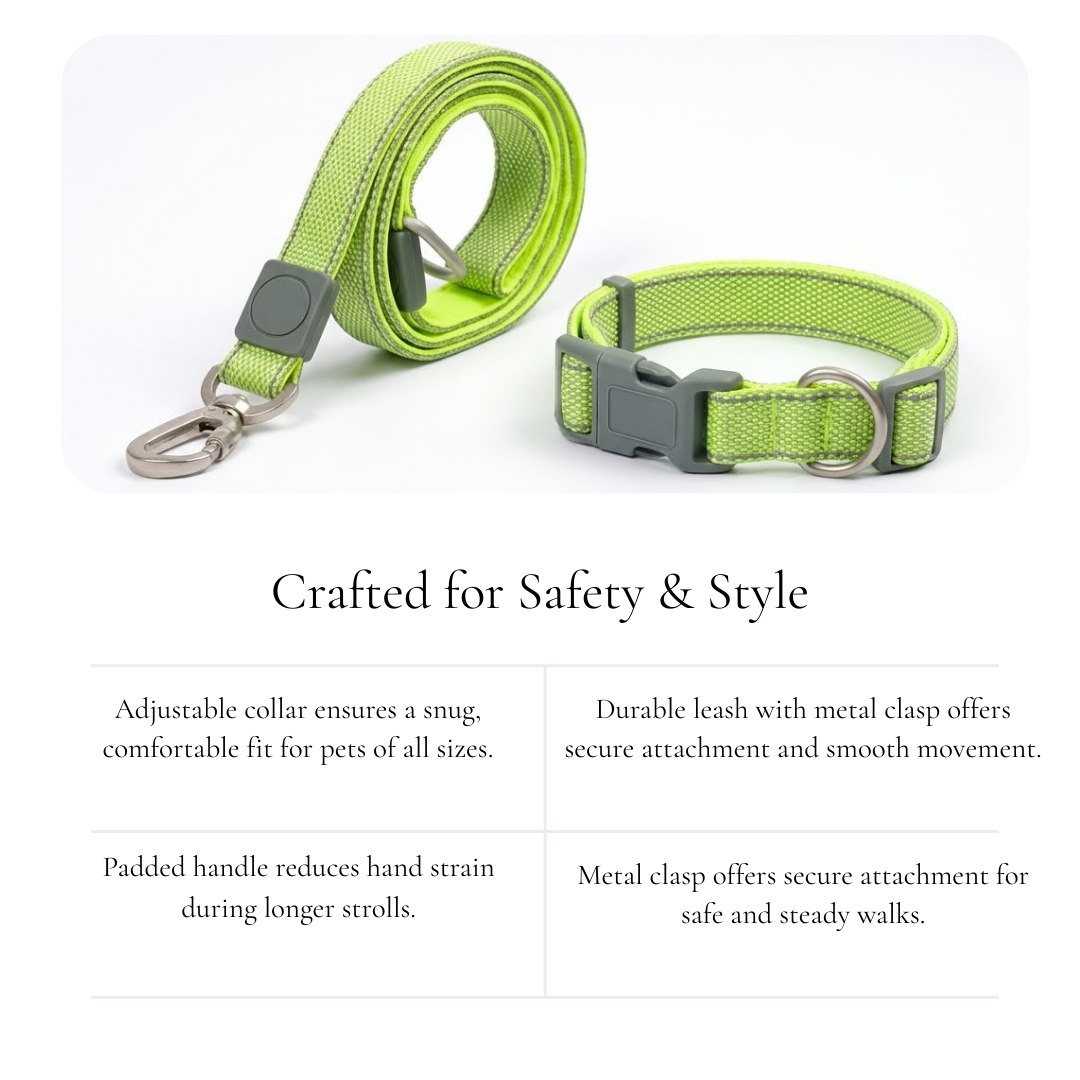 Green Woven Leash & Collar Set