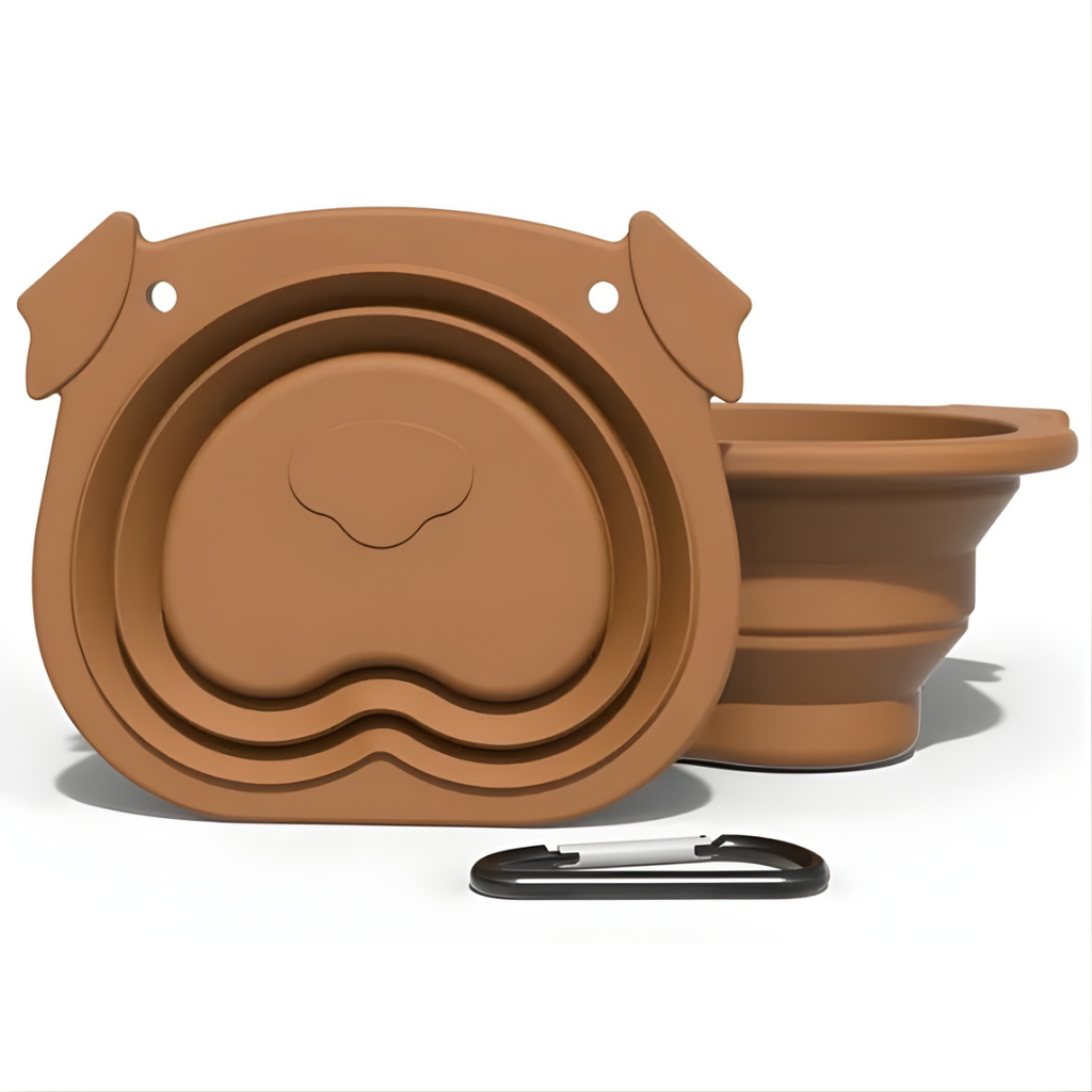 Brown Collapsible Silicone Pet Bowl