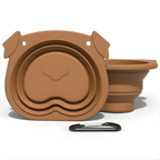 Brown Collapsible Silicone Pet Bowl