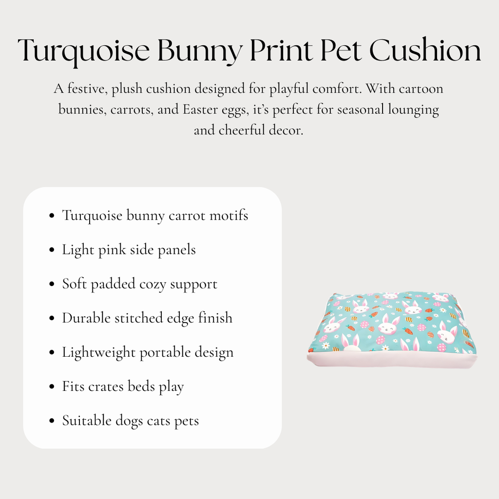 Turquoise Bunny Print Cushion