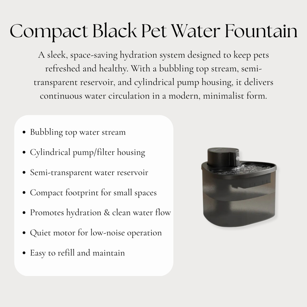 Compact Black Pet Water Fountain