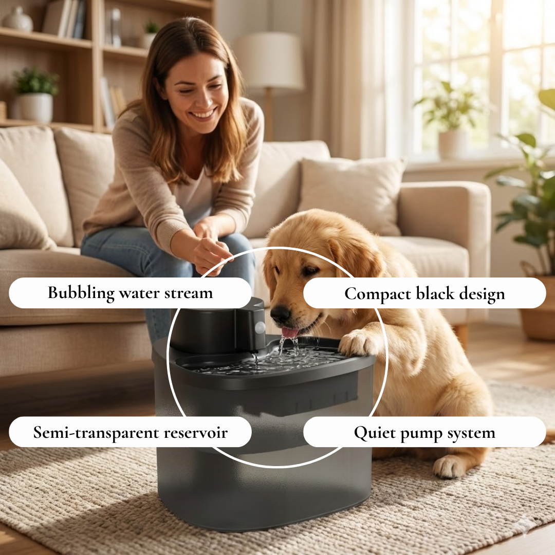 Compact Black Pet Water Fountain