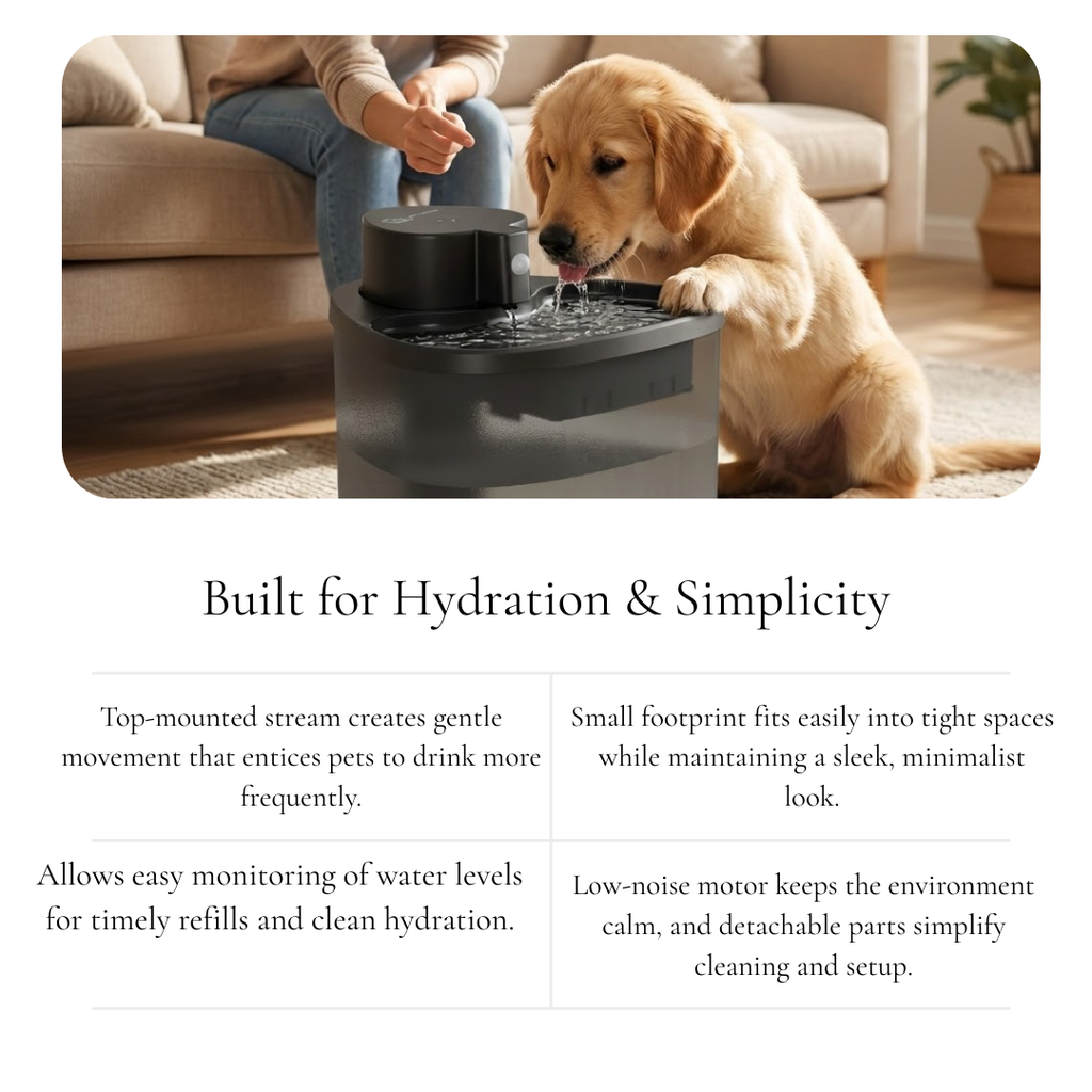 Compact Black Pet Water Fountain
