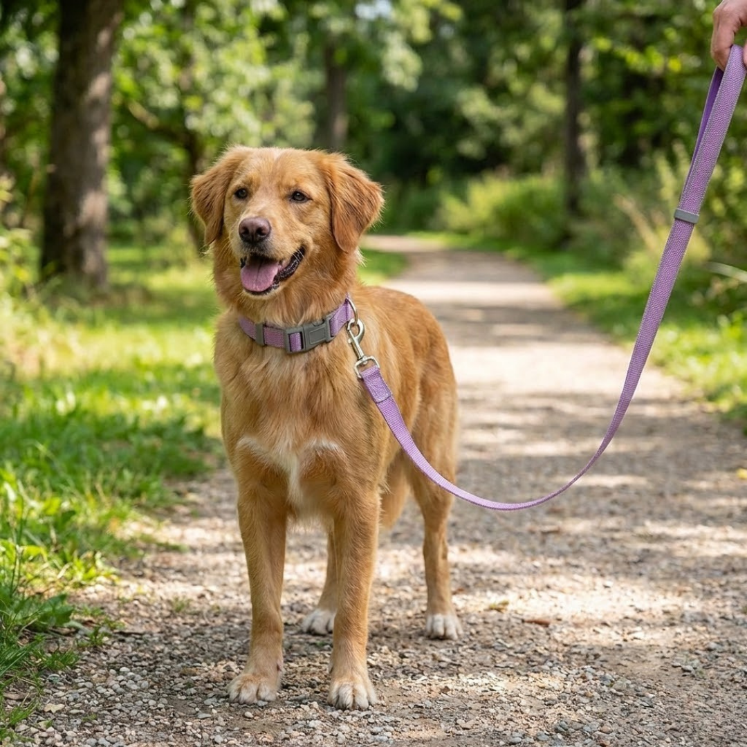 Purple Cartoon Leash & Collar Set
