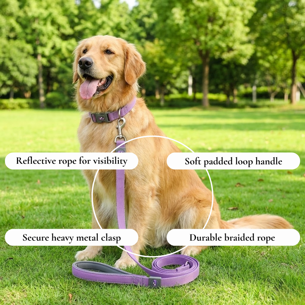 Purple Cartoon Leash & Collar Set