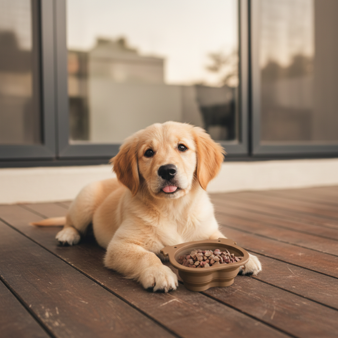 Brown Collapsible Silicone Pet Bowl