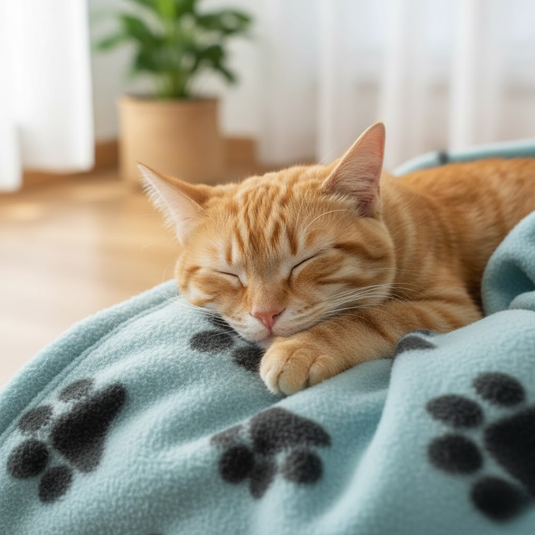 Light Blue Paw Print Pet Blanket