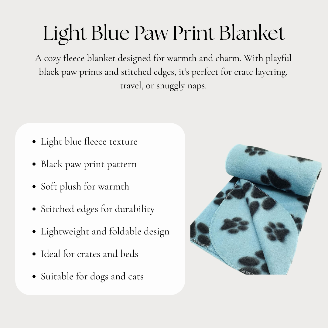 Light Blue Paw Print Pet Blanket