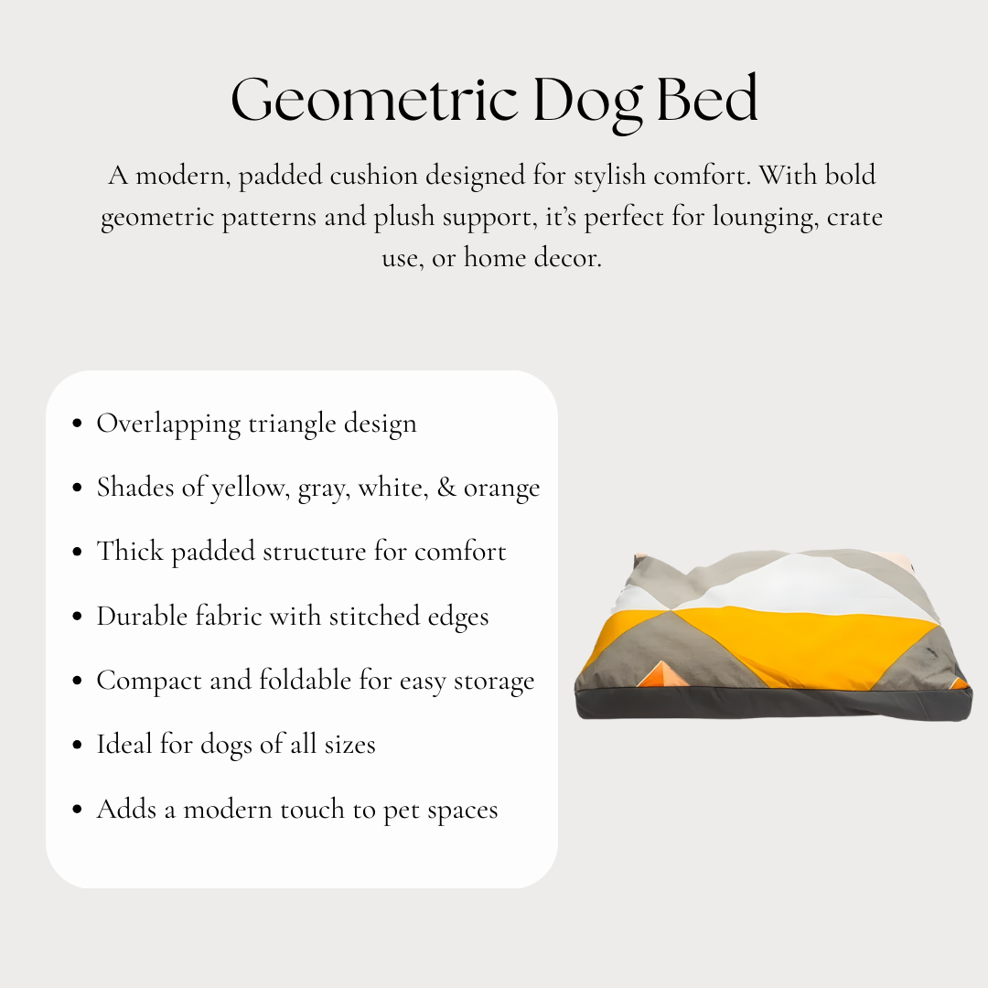 Geometric Dog Bed – Yellow Gray Orange