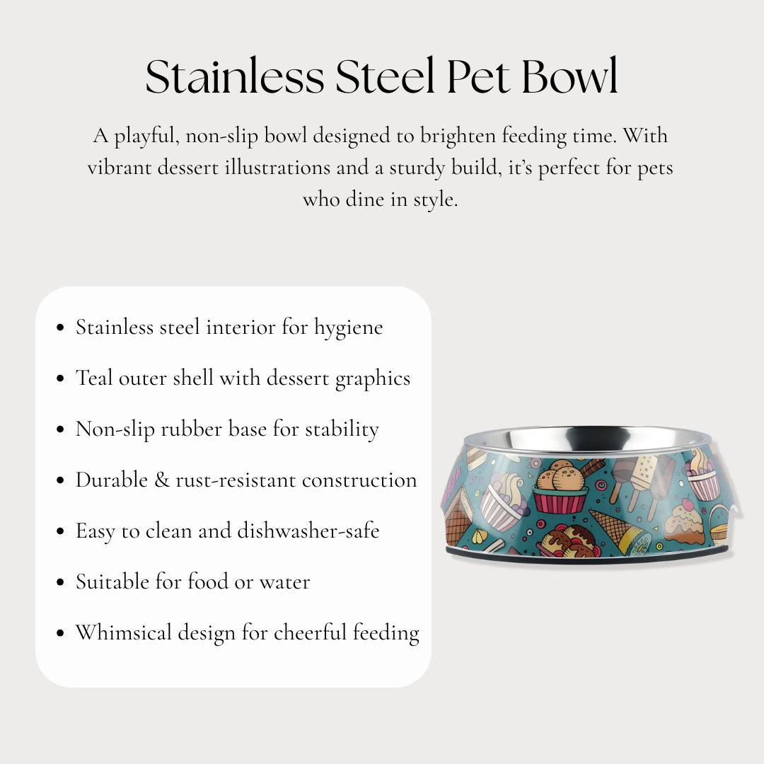 Dessert-Themed Stainless Steel Pet Bowl